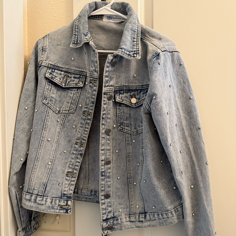 Rhinestone Blue Jean Jacket
